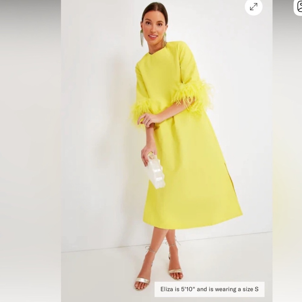Tuckernuck Yellow Feathered Jamie Midi Dress